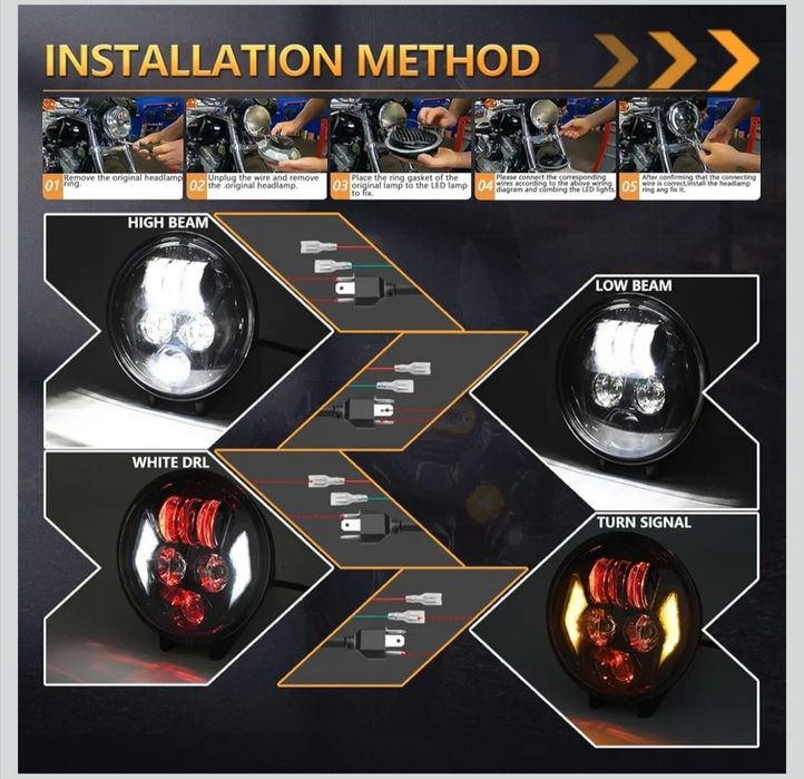 Set 2  Faruri LED rotunde   5,75 inch, 100 W, 10.000 lm