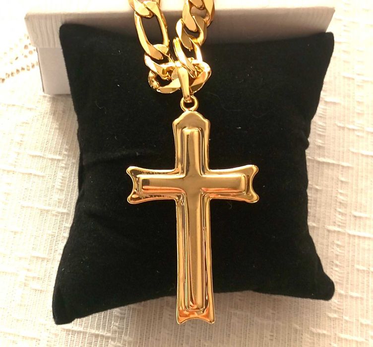 позлатен мъжки синджир с кръст