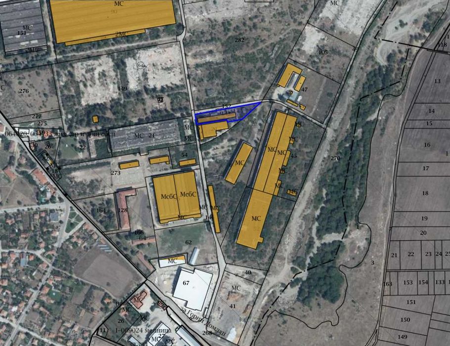 Продава се: Промишлен терен 3547 кв.м, с хале 958 кв.м, с.Ведраре