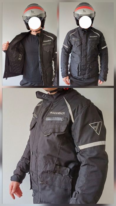 Echipament moto, 2 căști MT, intercom, 2 geci, genunchere