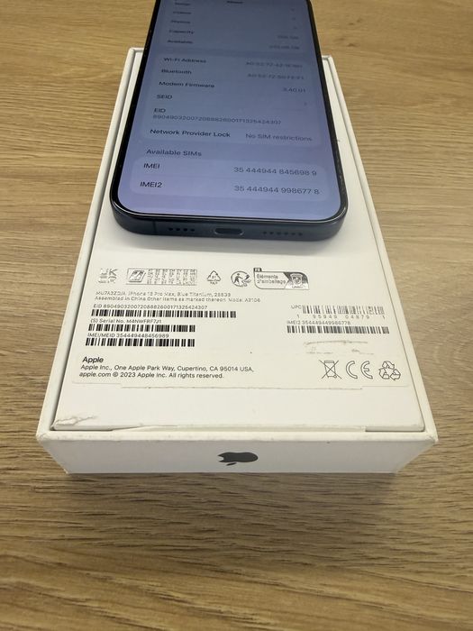 15 Pro max Blue Titanium 256GB-Като нов 100% батерия