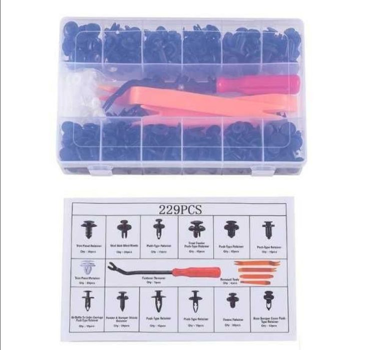 Комплект щипки +инструменти за кори/тапицерия за автомобил 229 части