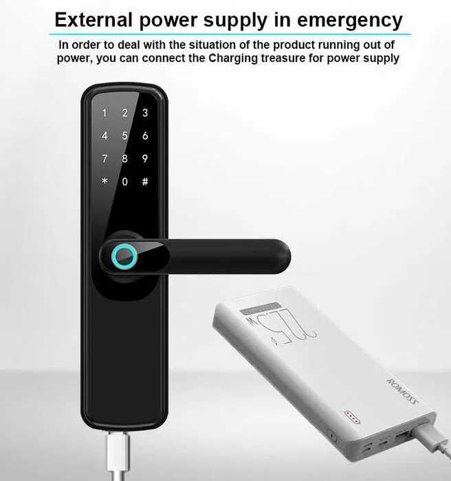 Yală inteligentă cu deblocare prin amprentă, parolă, și aplicație