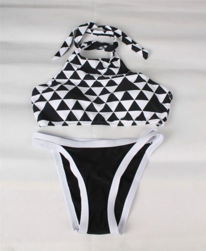 Costum de baie cu bustiera bandage alb-negru