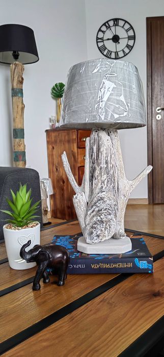 Дървена, настолна, нощна лампа ръчна изработка