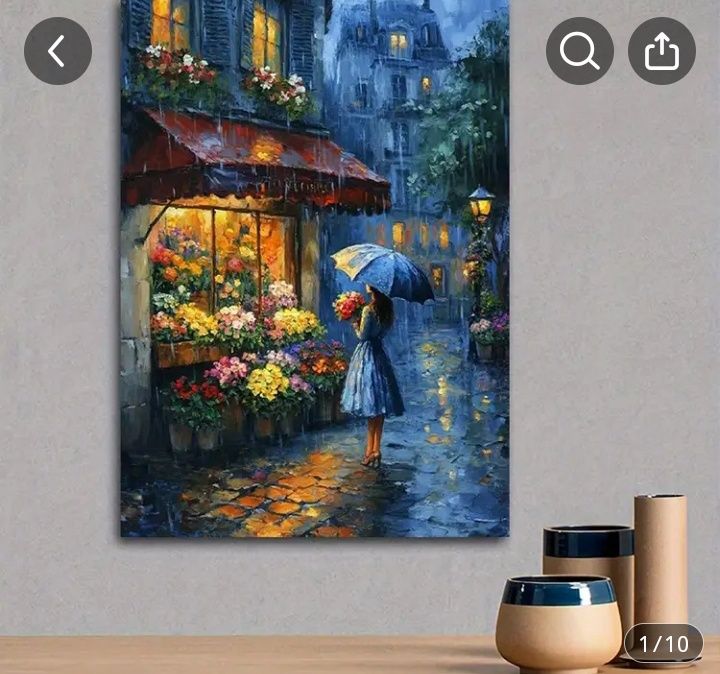 Картина на Ван Гог на кафе на открито през нощта с хора,