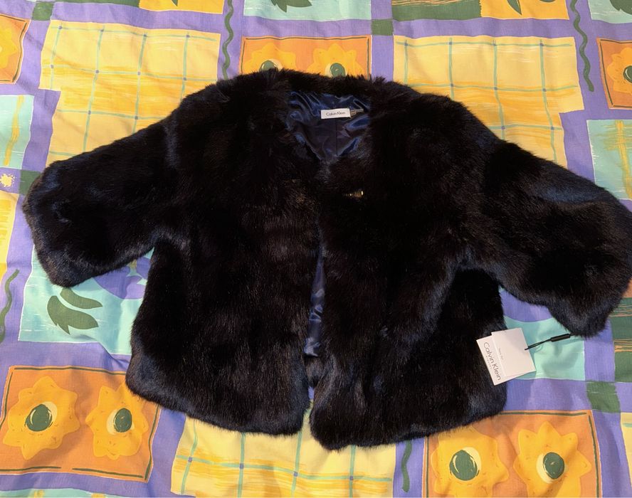 Haină Blană Calvin Klein bleumarin, scurta, marimea M