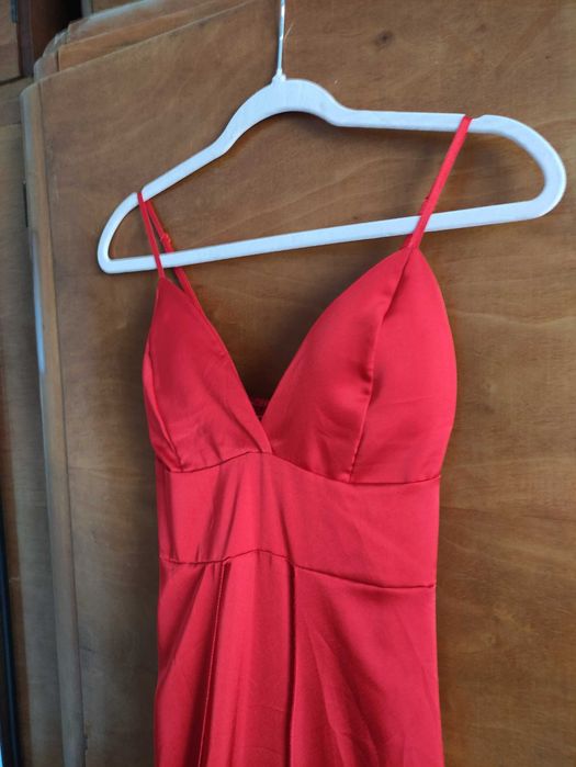 Дълга червена официална рокля/бална рокля