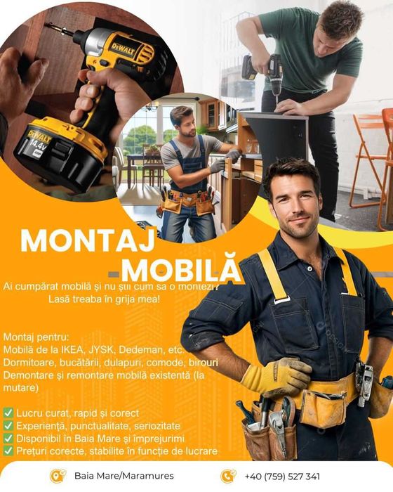 Montator mobilă Baia Mare | Montaj mobilă IKEA, JYSK, Dedeman