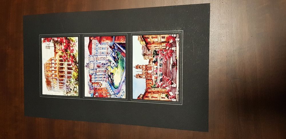 Acuarela diferite locuri renumite din Roma