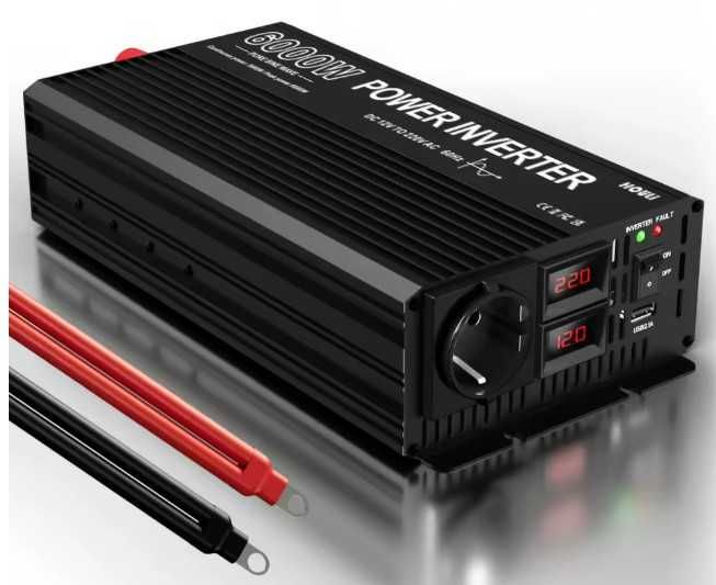 Invertor Houli  12V  6000W/ continuu 3000 W, unda sinusoidala pura.