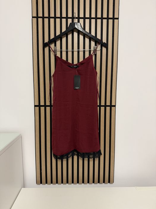 Rochie Mango camasa noapte satinata rosu visiniu