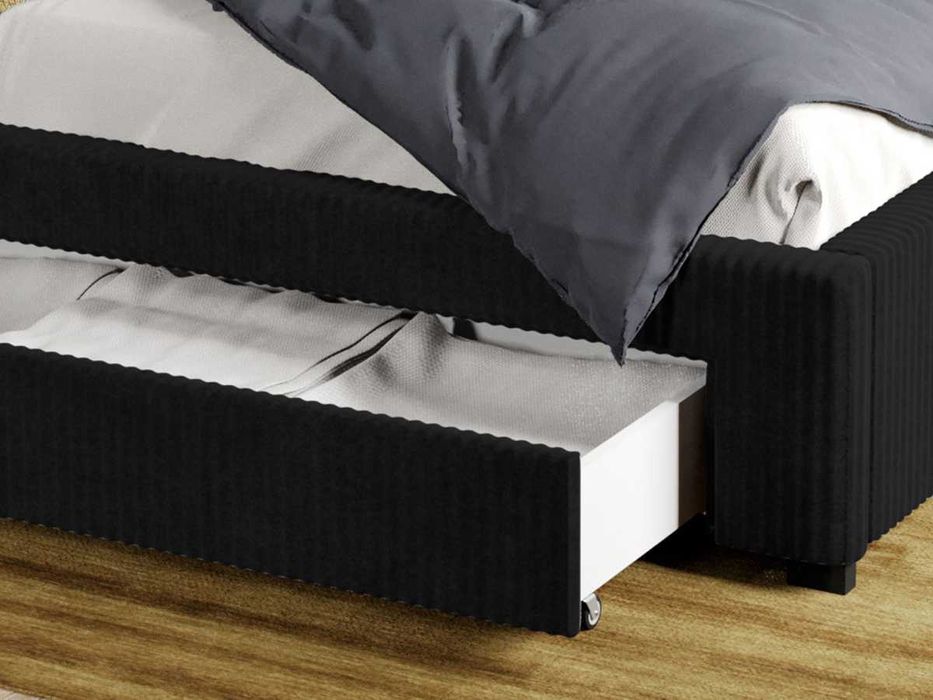 Pat Tapitat Negru Poso 135 cu somiera si sertar 160x200