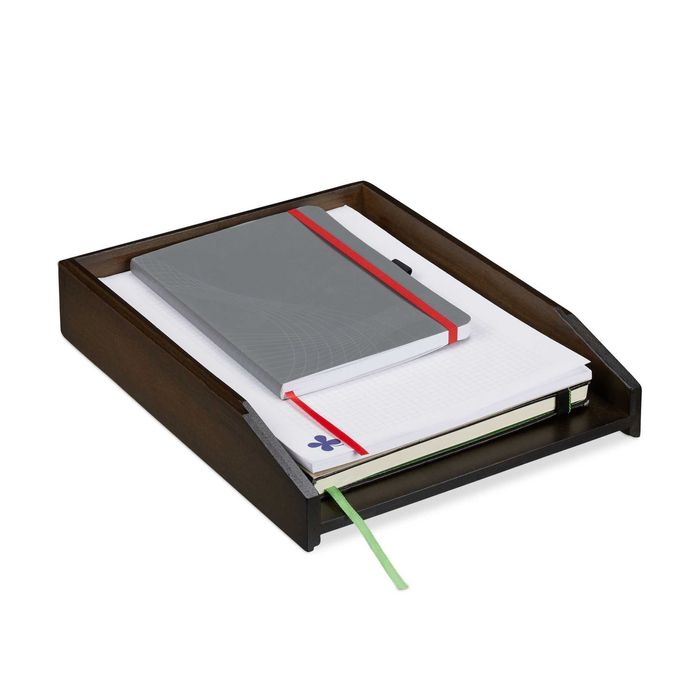 Tava pentru documente suprapozabila, bambus, A4 vertical, 6x25x33 cm