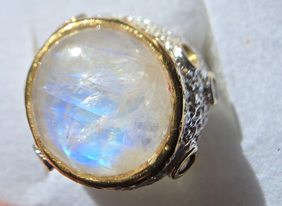 Inel Ag 925 cu piatra lunii si ametiste