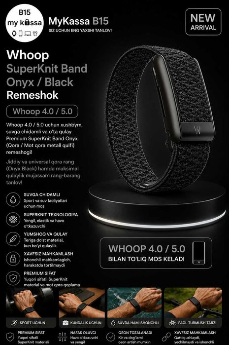 Whoop SuperKnit Band Onyx / Black Remeshok / Dastavka / New