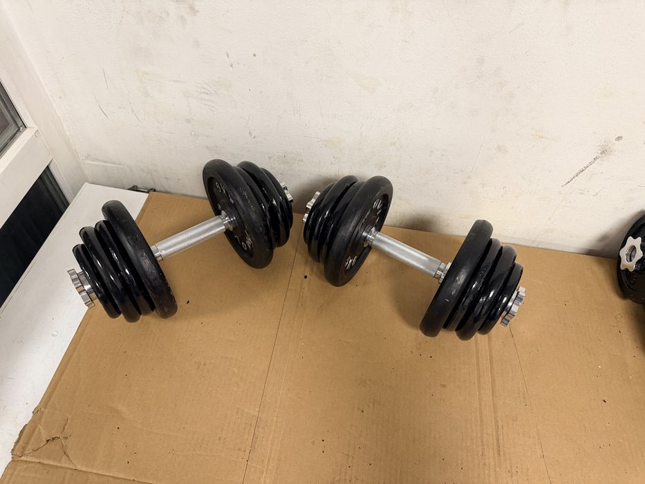 Set gantere otel fier noi set 50 kg, 25 kg+25 kg=50 kg pret promo 500 lei