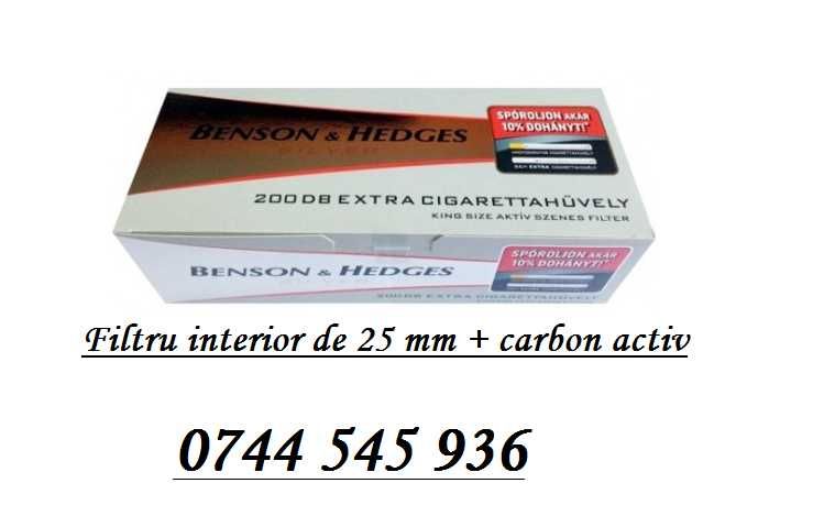 Tuburi pentru tigari Benson & Hedges, filtre tigari lungi cu carbon