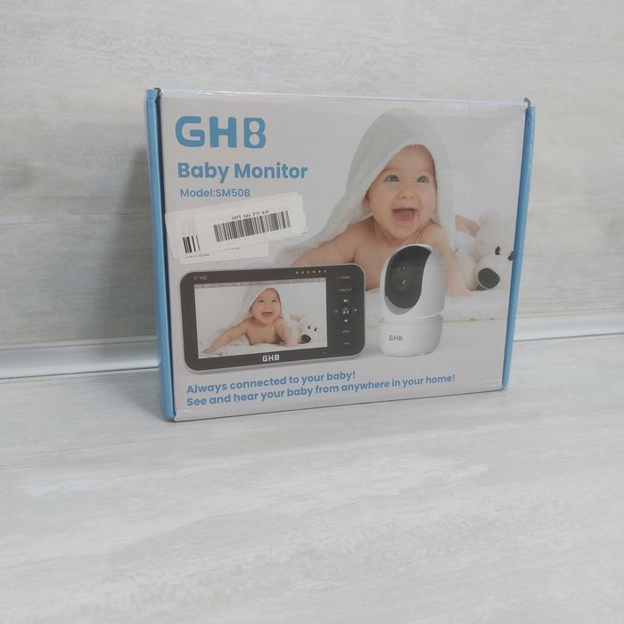 Дигитален видео бебефон GHB SM50B | 5" HD Екран | 4000mAh Батерия | Нощно виждане & VOX | Пълен комплект