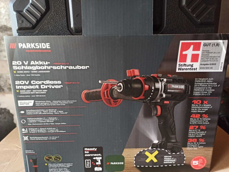 Masina de gaurit si insurubat cu percutie ParkSide Performance 20V