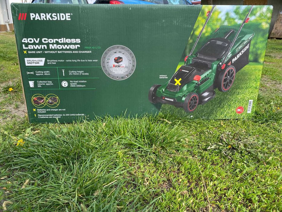 Mașină de tuns iarba Parkside 40V pe acumulatori SIGILATA - motor fără perii (PRMA 40-Li D2)