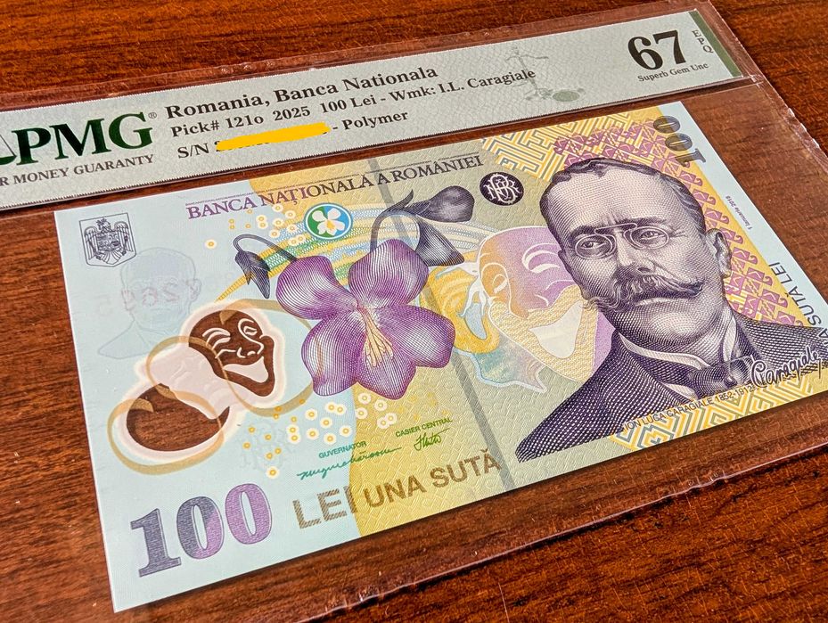 Bancnota numismatica 100 lei 2025 gradata