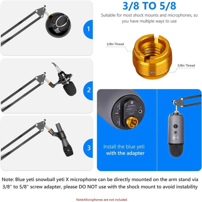 Set brat cu menghina, suport microfon studio cu cap rotativ si filtru