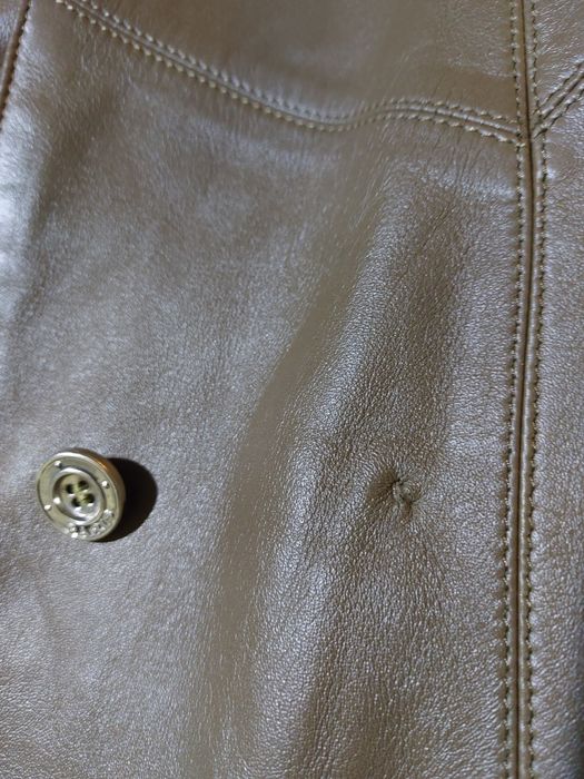 Haină de piele Karl Dahinten, maro,  elegantă