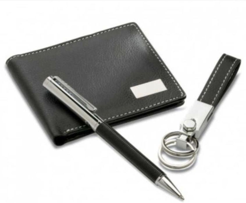 Portofel cu Set cadou: pix+breloc+portofel negru