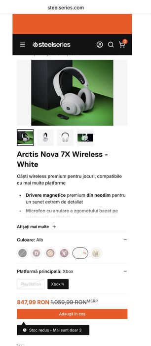 STEELSERIES Arctis Nova 7X Wireless Alb Garantie