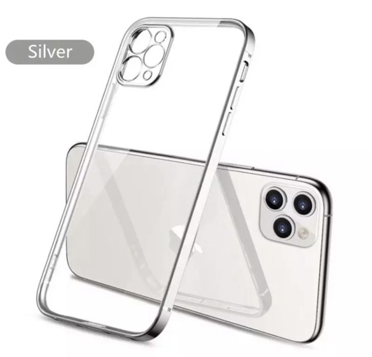 Husa Luxury Spate Clear Margine Colorata Iphone 12 13 14 MINI PRO MAX