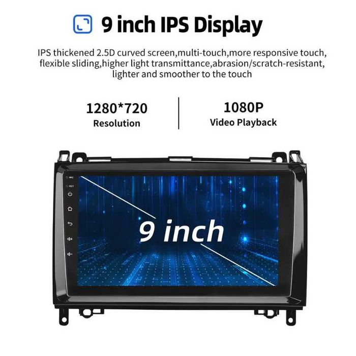 9” 2-DIN 6/128GB  Android’14 Mercedes A/B Class W169 W639 W245 Vito