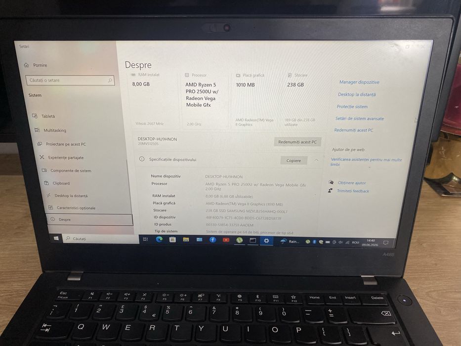 Lenovo ThinkPad A485 | Ryzen 5 PRO 2500U | 8GB RAM | SSD 256GB | Windows 10 Pro