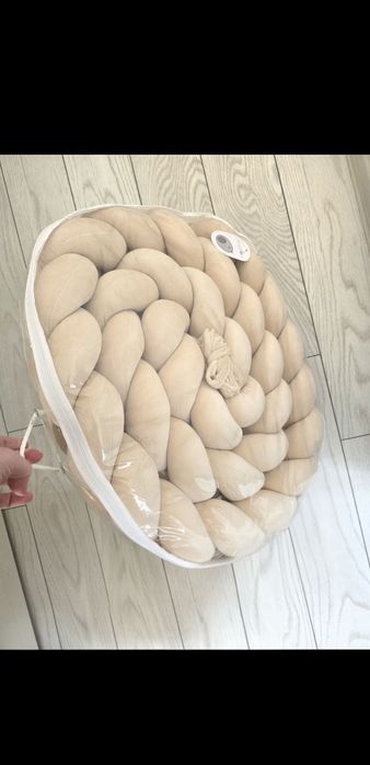 Sparrow - Protectie impletita pentru patut Velvet Warm Beige, 340 cm, Full 120 x 60 cm