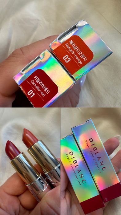 Лот 2бр веган дълготрайно червило за уголемяване на устните DIBLANC Vegan Plumping Lipstick