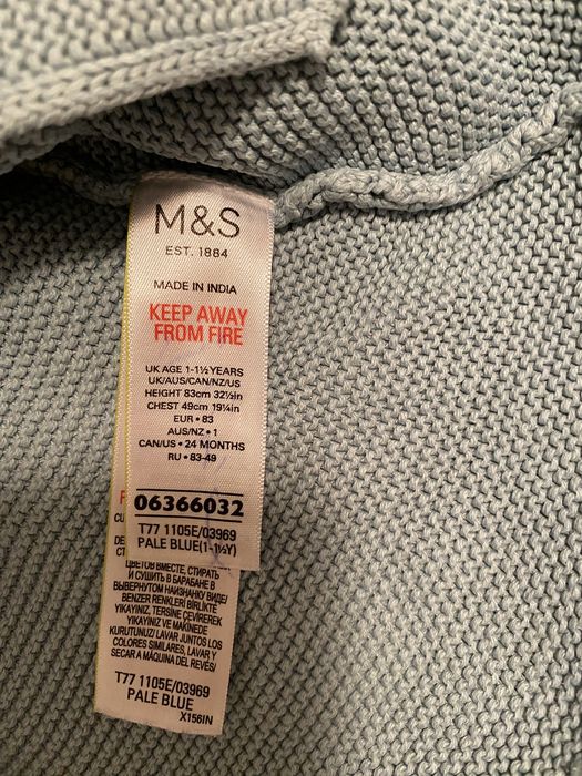 Pulover M&S copii, 24 luni, turcoaz, stare excelentă