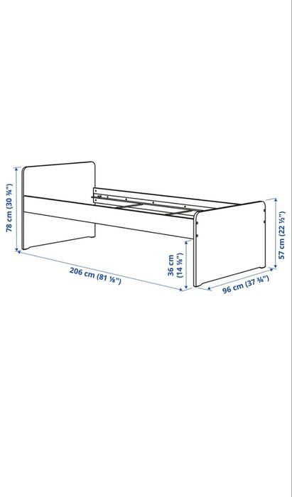 Cadru pat IKEA SLÄKT – alb, 90×200 cm + somieră + saltea cu arcuri