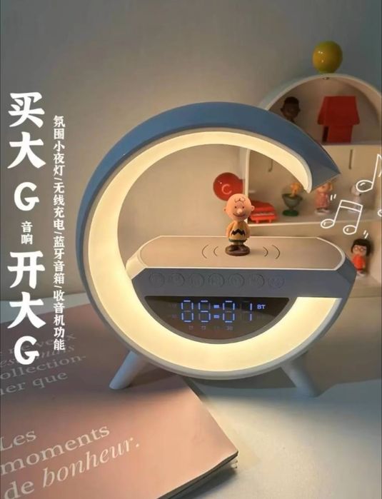 Смарт калонка с функцией беспроводная зарядка с подсветкой