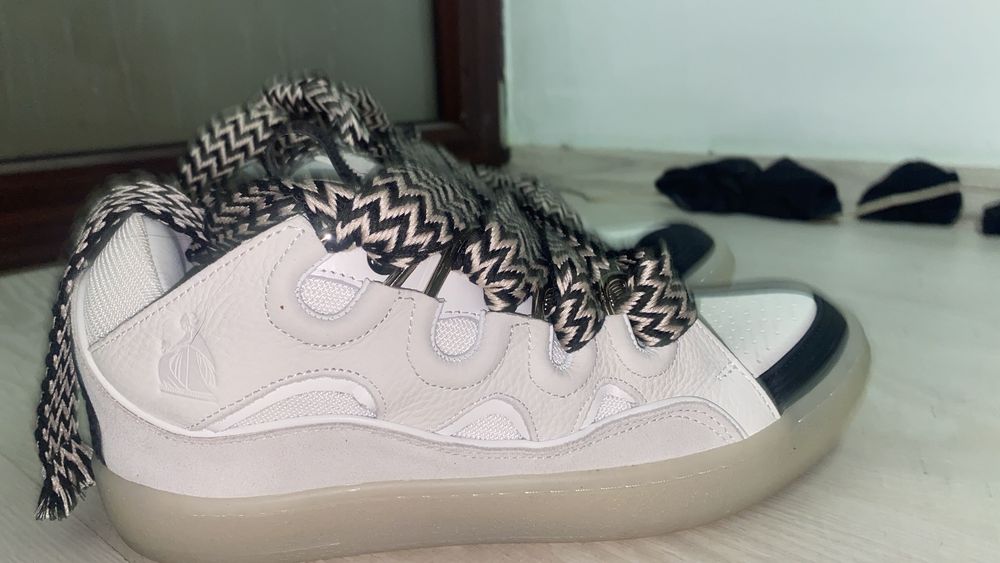 Lanvin Curb leather sneakers white and black