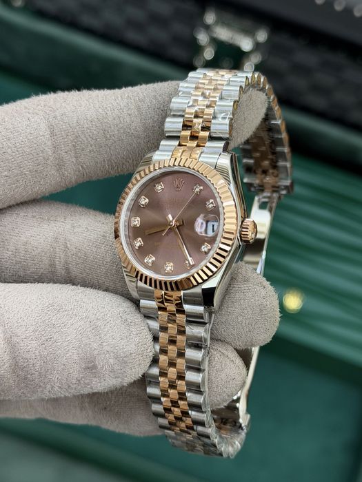 Rolex Date-Just 31mm Diamond Everose Chocolate Dial