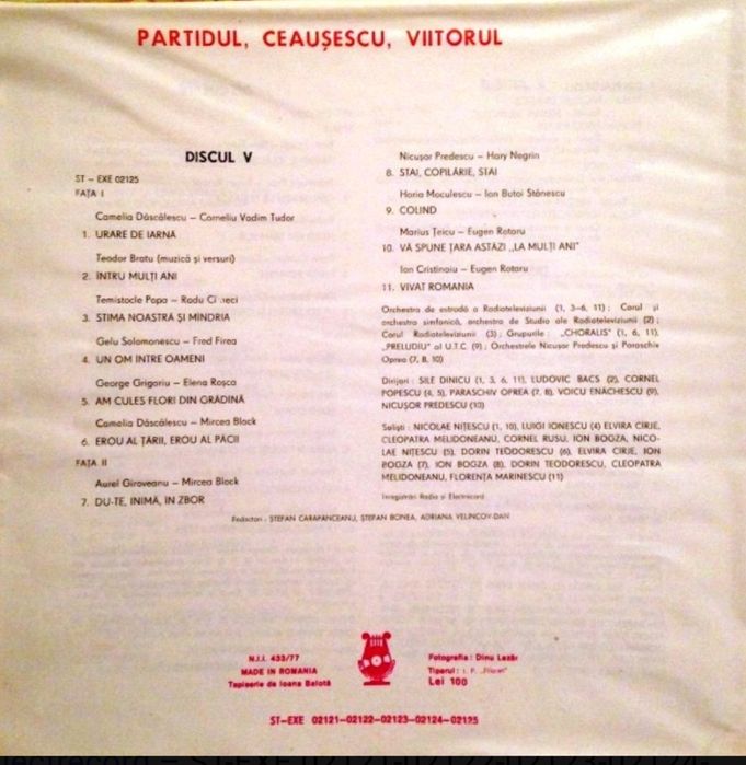 Partidul, Ceaușescu, Romania -Vinil box, 5 viniluri