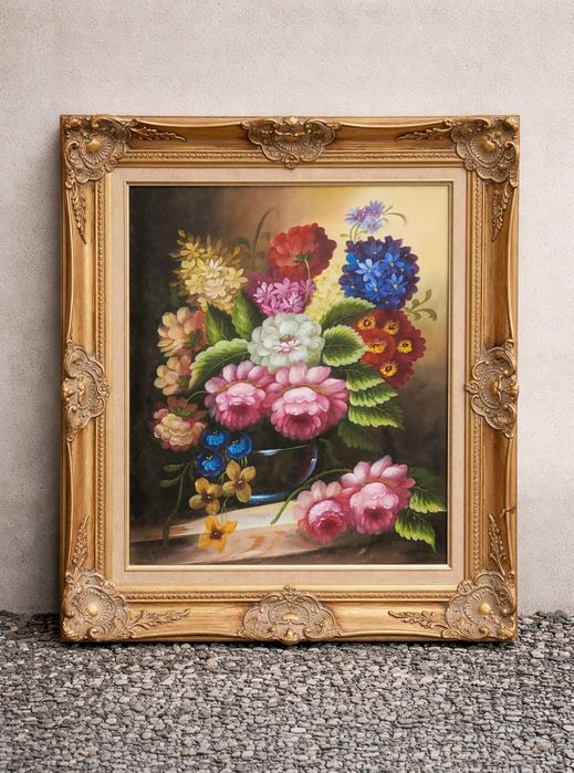 Lucrare deosebita realizată în ulei încadrată într-o ramă superbă din