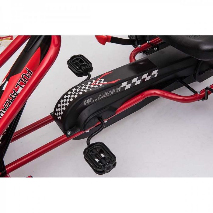 Kart cu Pedale ca NOU pentru Copii 3-6 Ani Racer Air, Scaun Reglabil 2 Pozitii, Frana Rotile din Spate, Schimbator cu Functie Free Wheel, Negru-Rosu