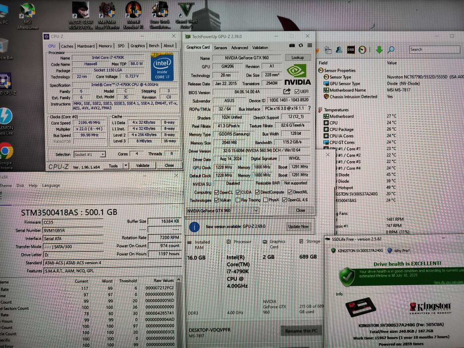 PC Unitate GAMING i7 4790K 4.4Ghz/STRIX GTX960 2GB GDDR5/16GB/SSD 240G