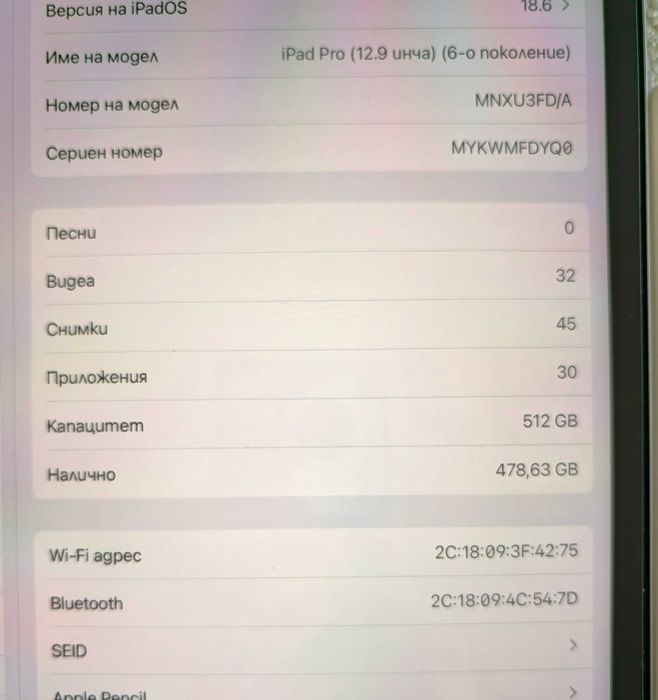 Ipad Pro 12.9" 512GB 6th Generation Wifi + Apple Pencil 2