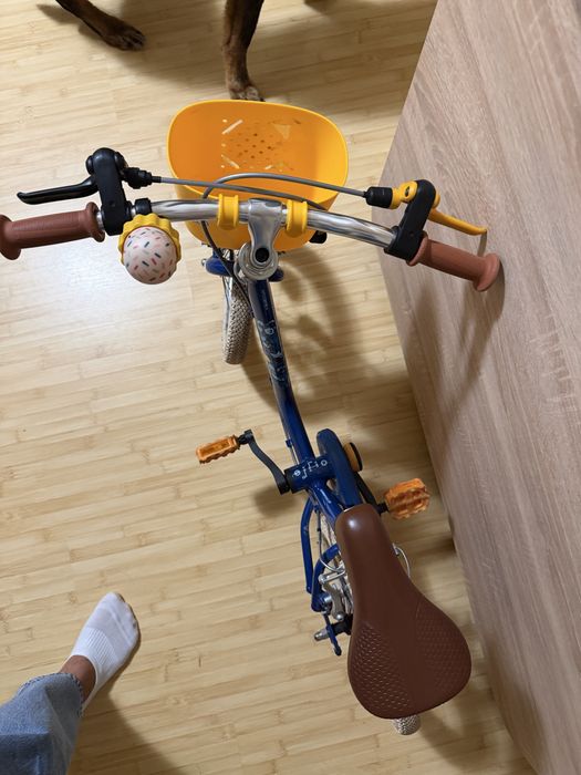 Bicicleta copii Btwin 2 in 1, 14” albastru, 90-110 cm + cos si suonerie cadou