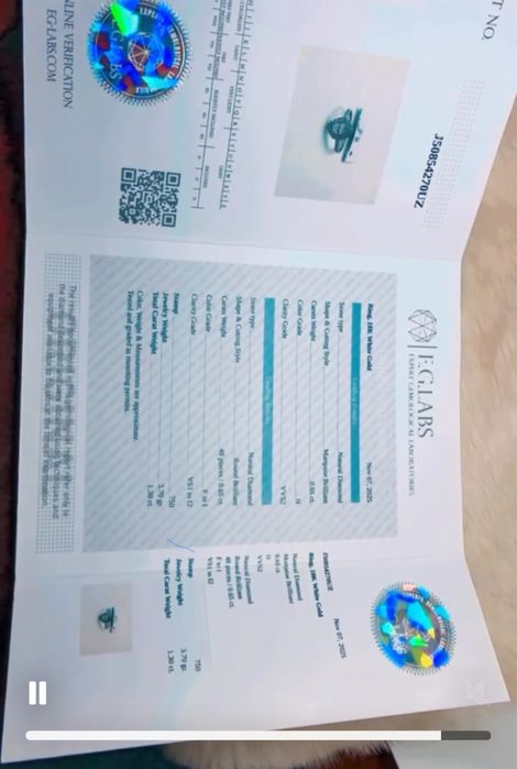 Markiza brily 0,65ca brilliant 1,3carat, 3,7gr, 19-razmer, 750proba