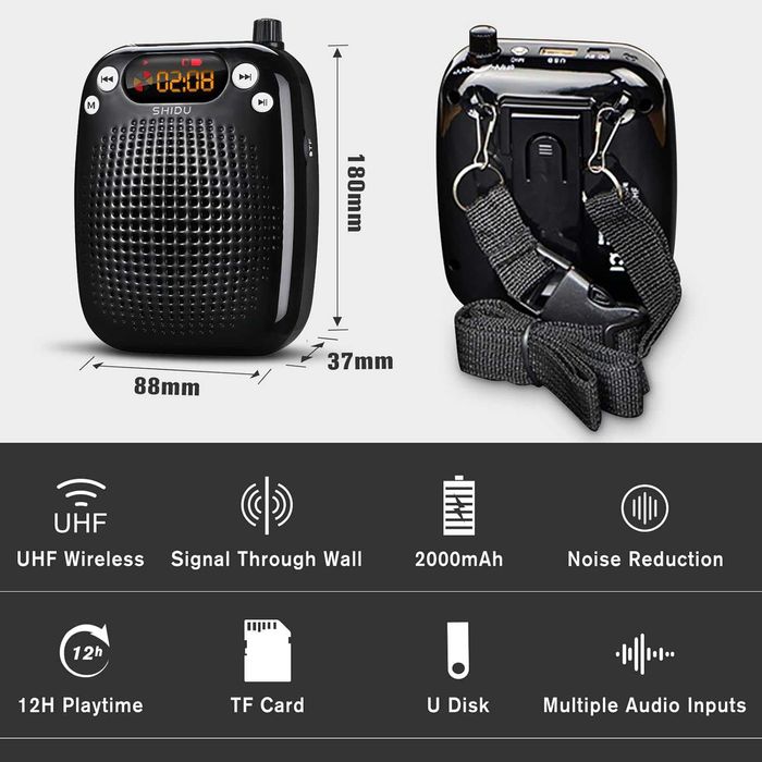 SHIDU S611 Voice Amplifier – гласов усилвател с безжичен UHF микрофон