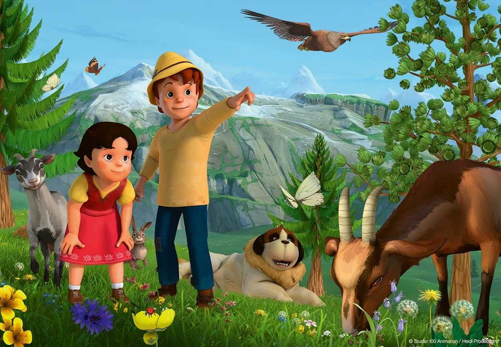 Детски пъзел Ravensburger Heidi 2 x 24 части + мини постери, 4+ години