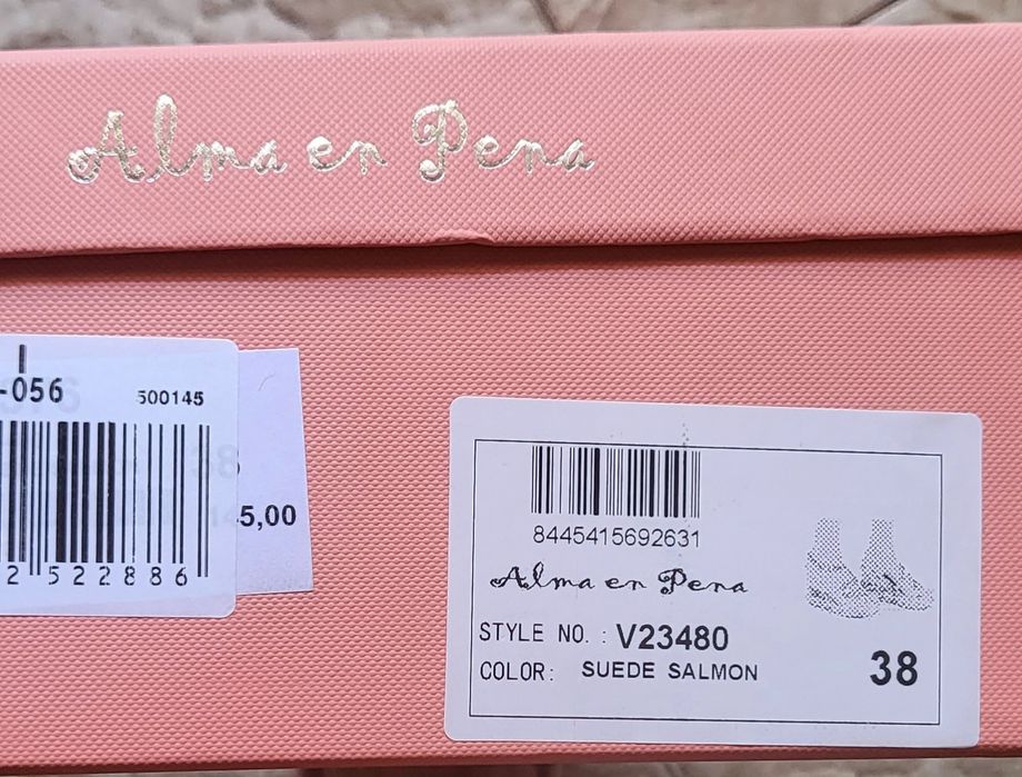 Сандали Alma en Pena в цвят сьомга от естествен велур